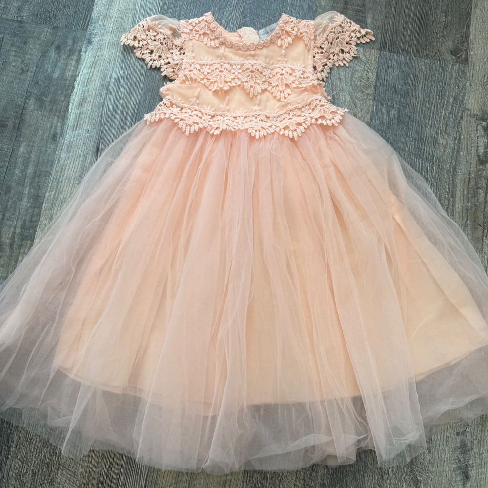 Trish Scully size 4 peach tulle dress C23